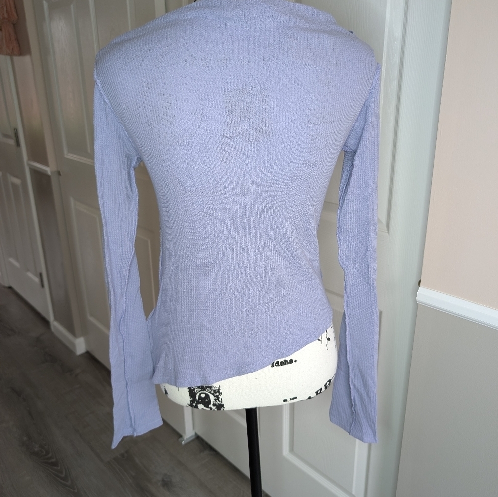 NWT We The Free Lavender Long Sleeve Ribbed Crewneck Top - Picture 4 of 6